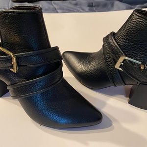 Report Signature black ankle strap bootie, size 6. Never worn